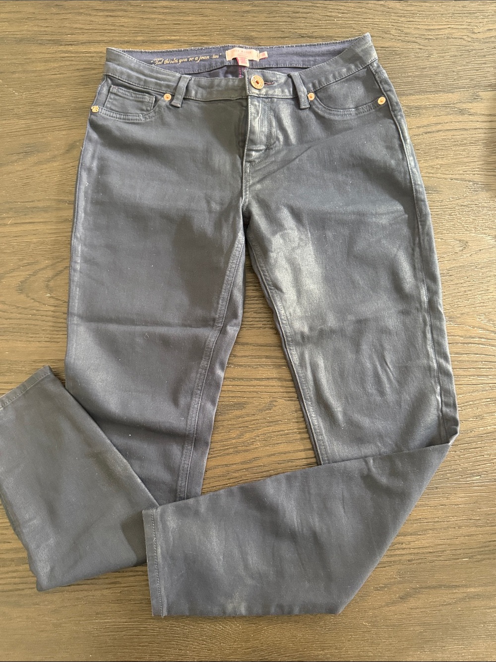 Ted Baker Sew in Love Black Coated Skinny Jeans